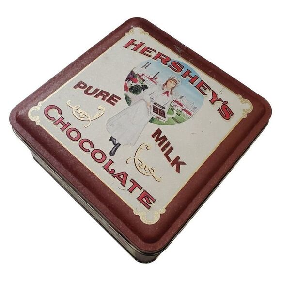 Vintage 1992 Hershey’s Chocolate Tin-Metal Canister with “Hershey Girl” Design - Picture 5 of 11